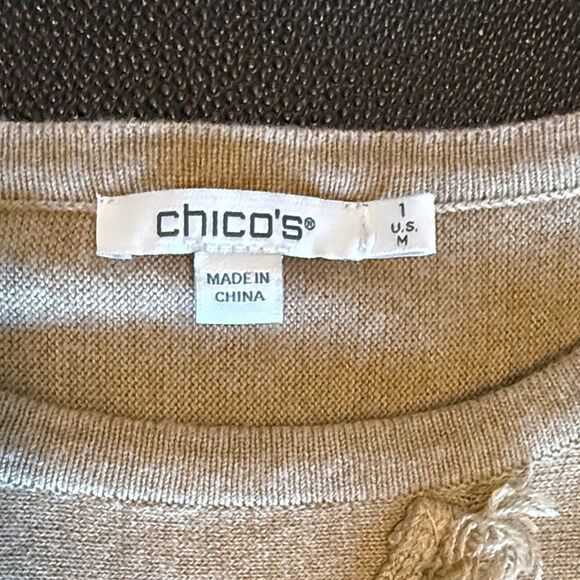 Chico's Women's Fringe Pullover Sweater - Camel size 1/ medium - Picture 7 of 7
